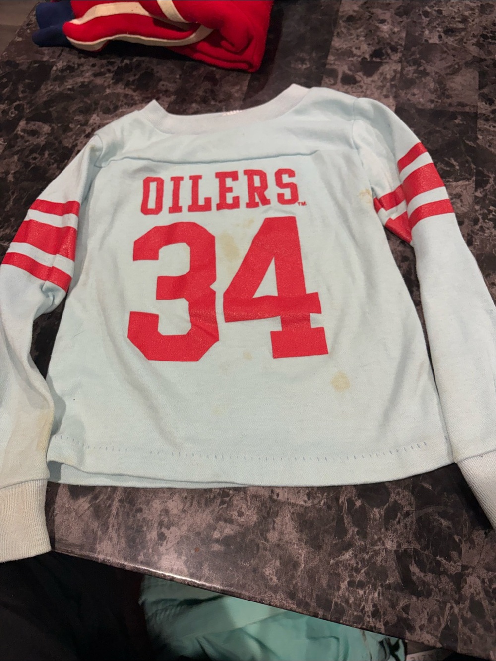 Vintage 80s Houston Oilers Earl Campbell 34 Toddler Shirt Jersey Columbia Blue